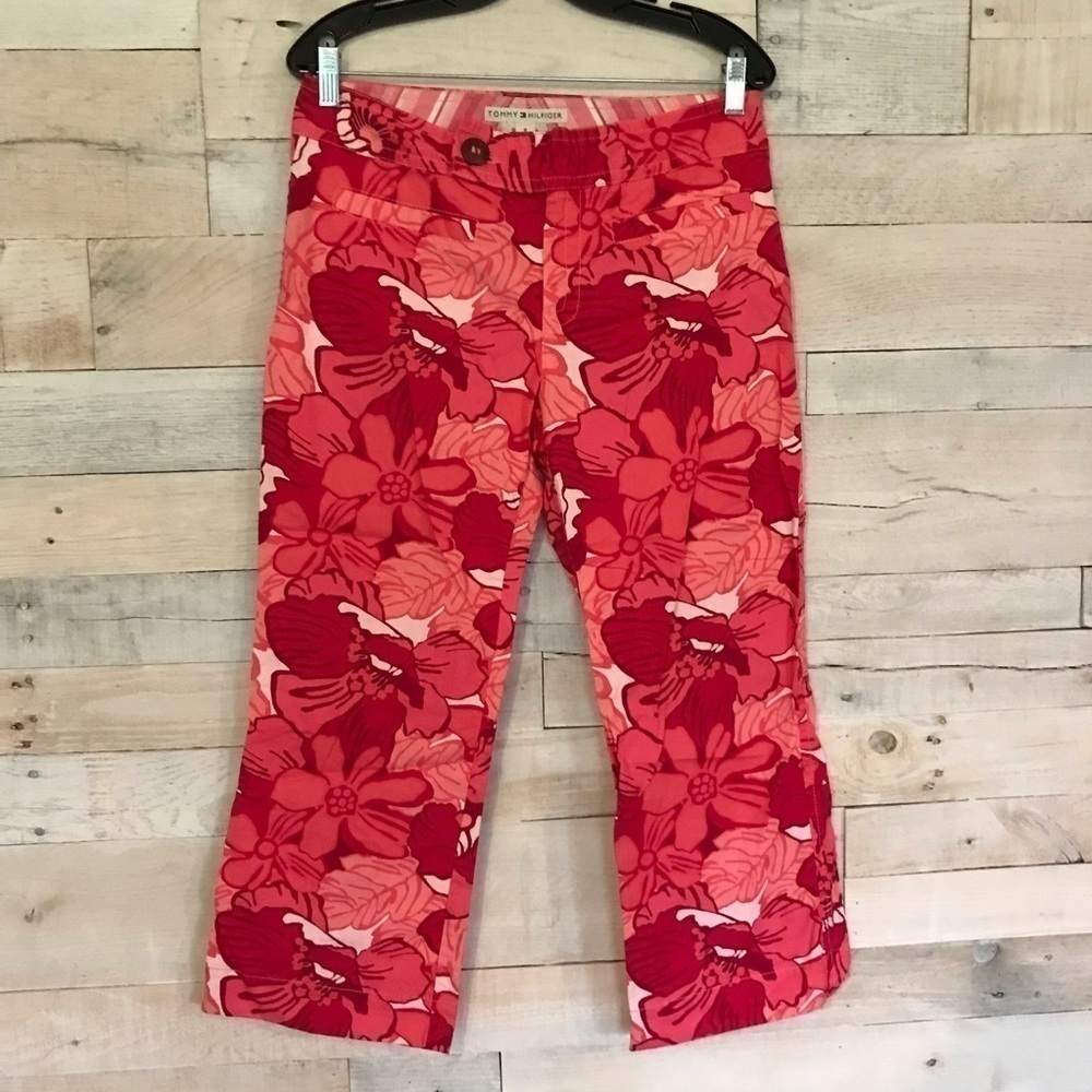 Tommy Hilfiger Pink Floral Crop Capri Pants 8